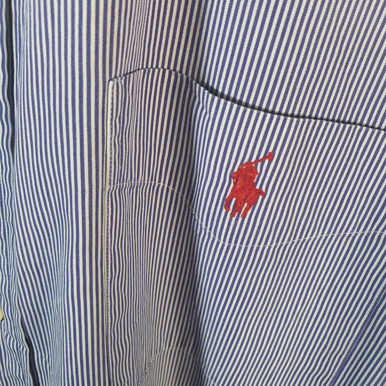 Vintage Ralph Lauren Button Down Shirt Men’s XL Purple Striped Custom Fit Cotton Pony