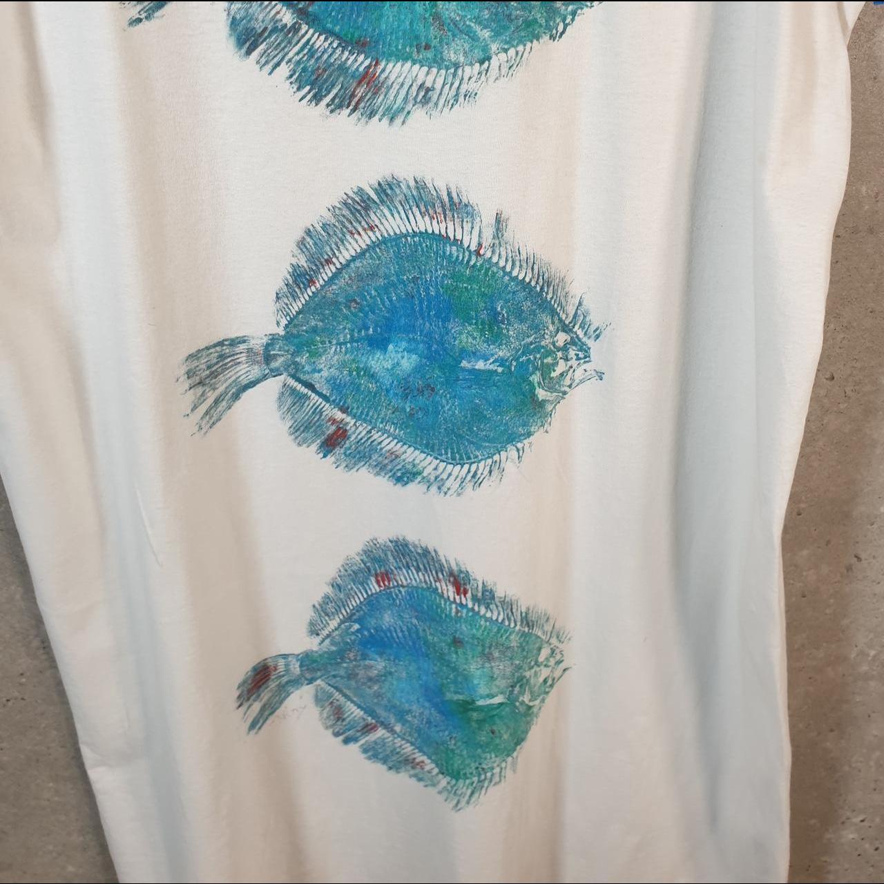 Vintage Anvil Fish Graphic USA 90s Single Stitch Vest Womens XL Long White