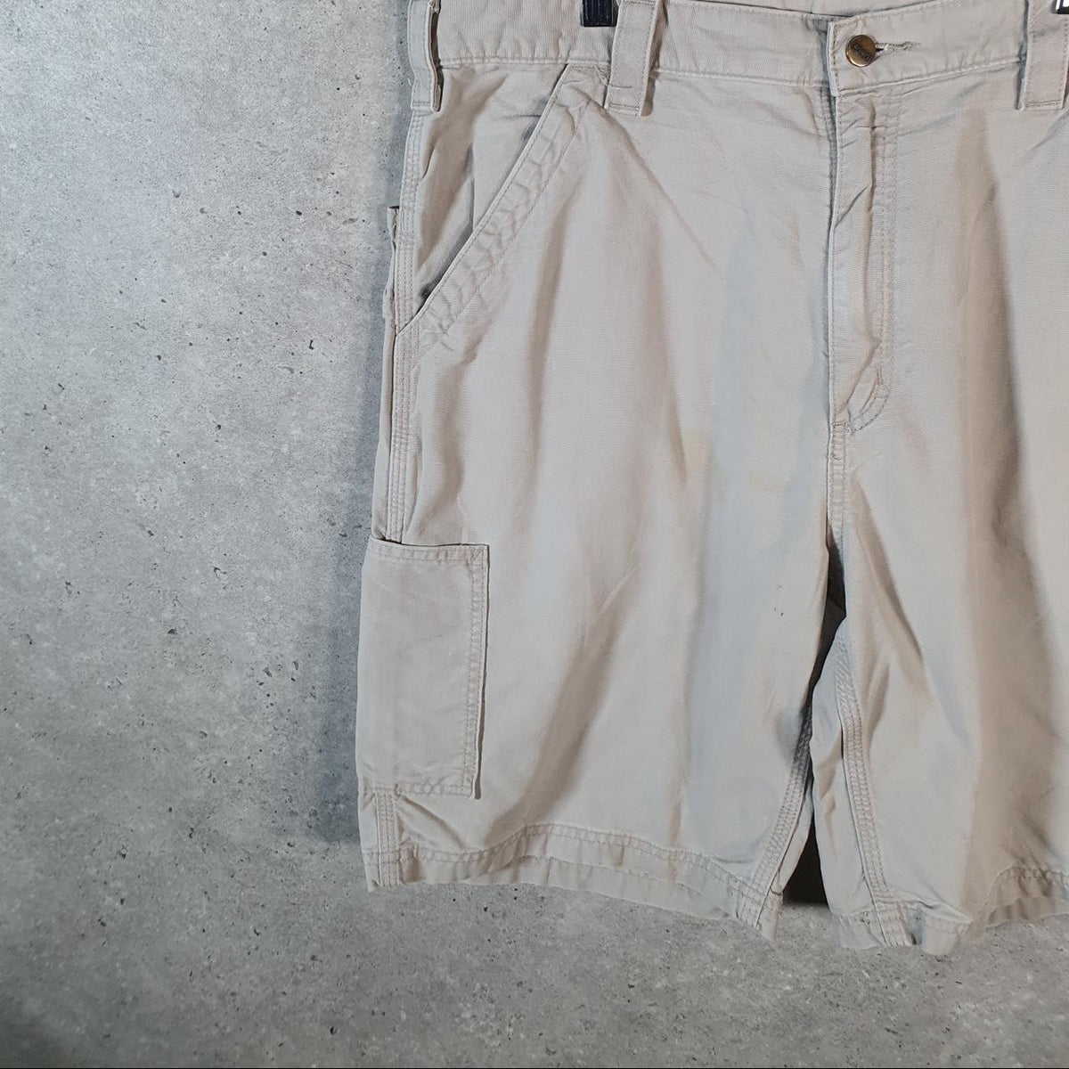 Vintage Carhartt Baggy Carpenter Shorts Jorts Cargo Men’s W36 Beige Original Fit Workwear Big Fish Vintage