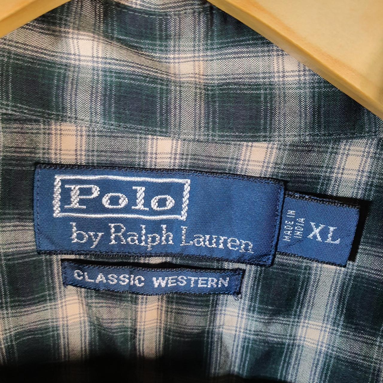 Vintage Ralph Lauren Button Down Shirt Men’s XL Green Classic western Fit Cotton