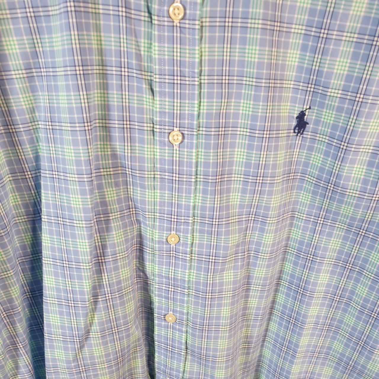 Vintage Ralph Lauren Button Down Shirt Men’s Large Blue Checkered Pony Casual C8086