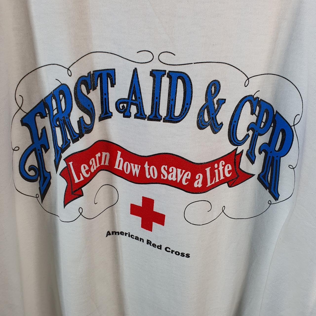 Vintage Fruit of the Loom American Red Cross 90s USA Single Stitch T Shirt Men’s Large White