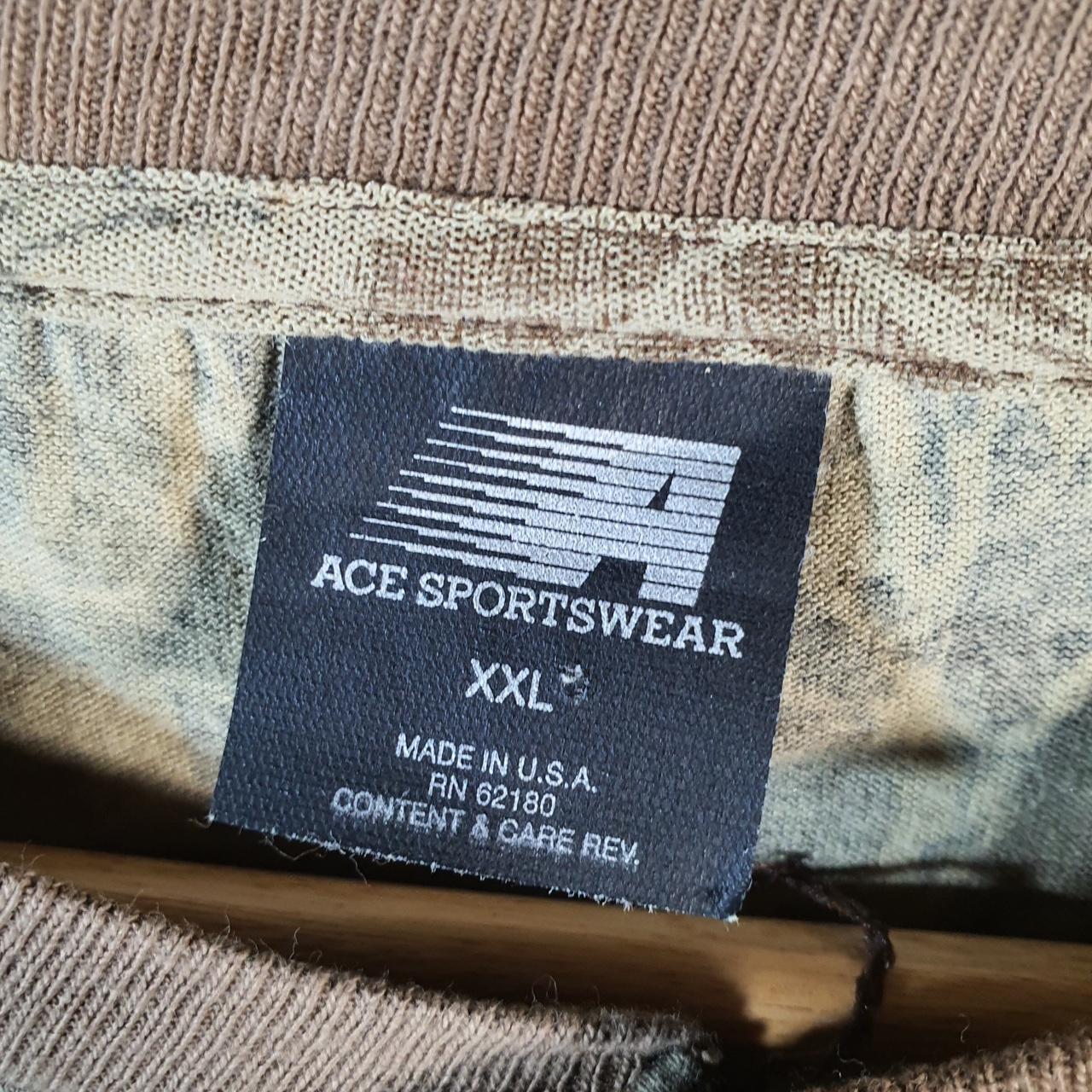 Vintage Ace Sportswear RealTree Camoflauge T Shirt Mens 2XL Camo Short Sleeve