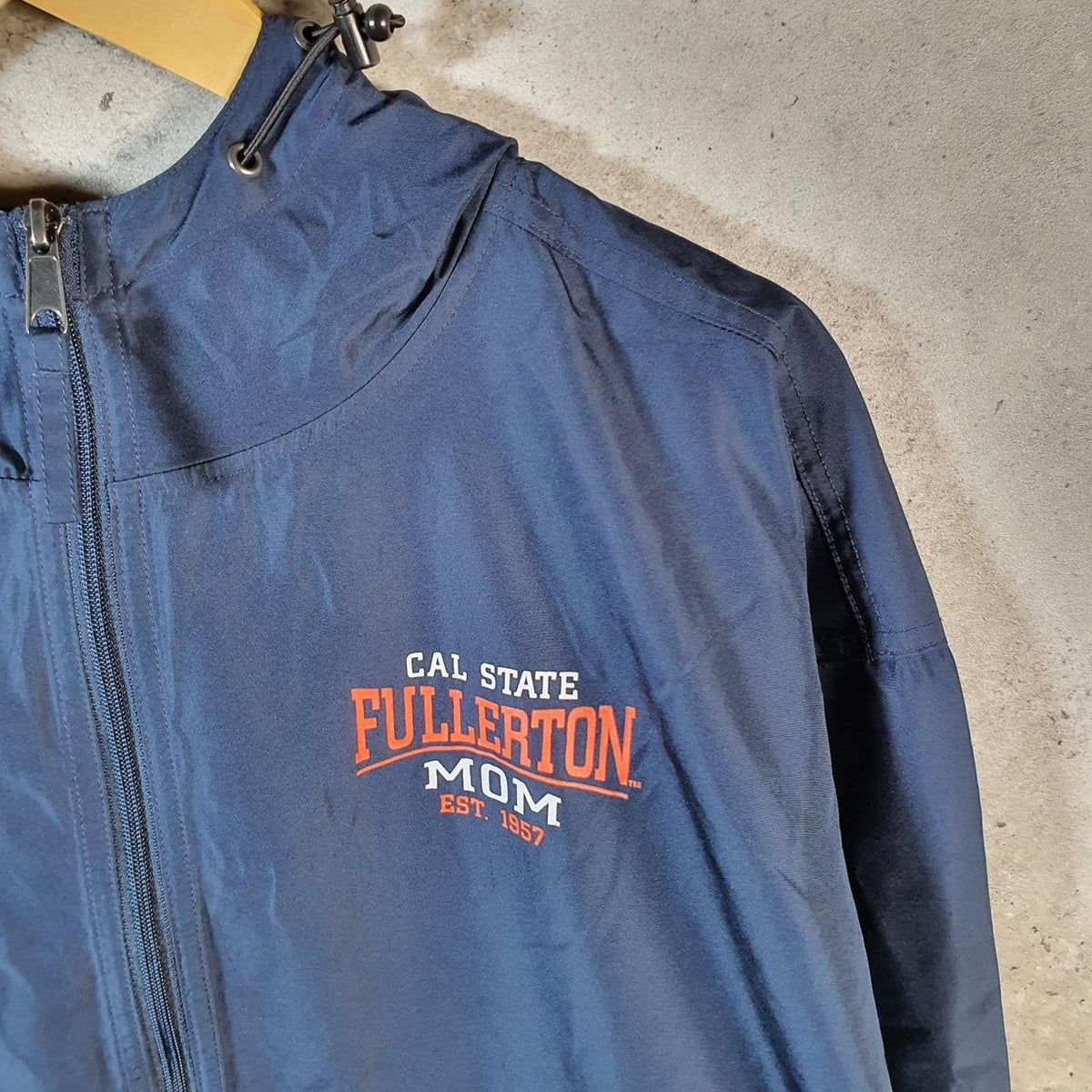 Vintage Champion Windbreaker Mens L Navy Blue 1/4 Zip Cal Fullerton Mom