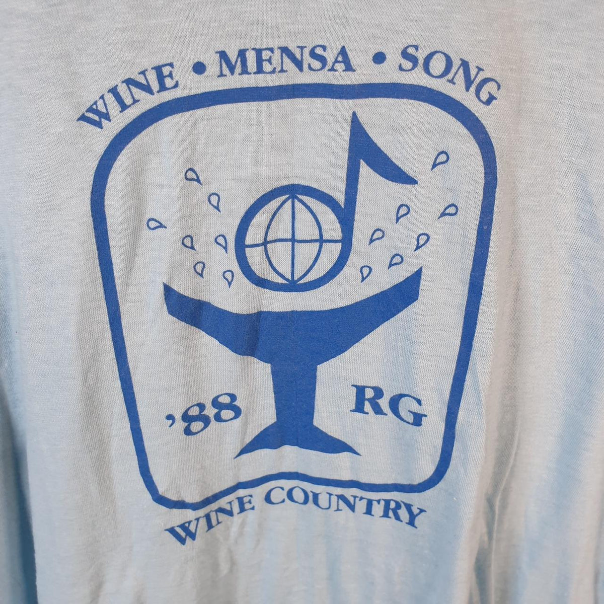 Vintage Oneita Power Wine Country 1988 USA Single Stitch T Shirt Men’s XL Blue