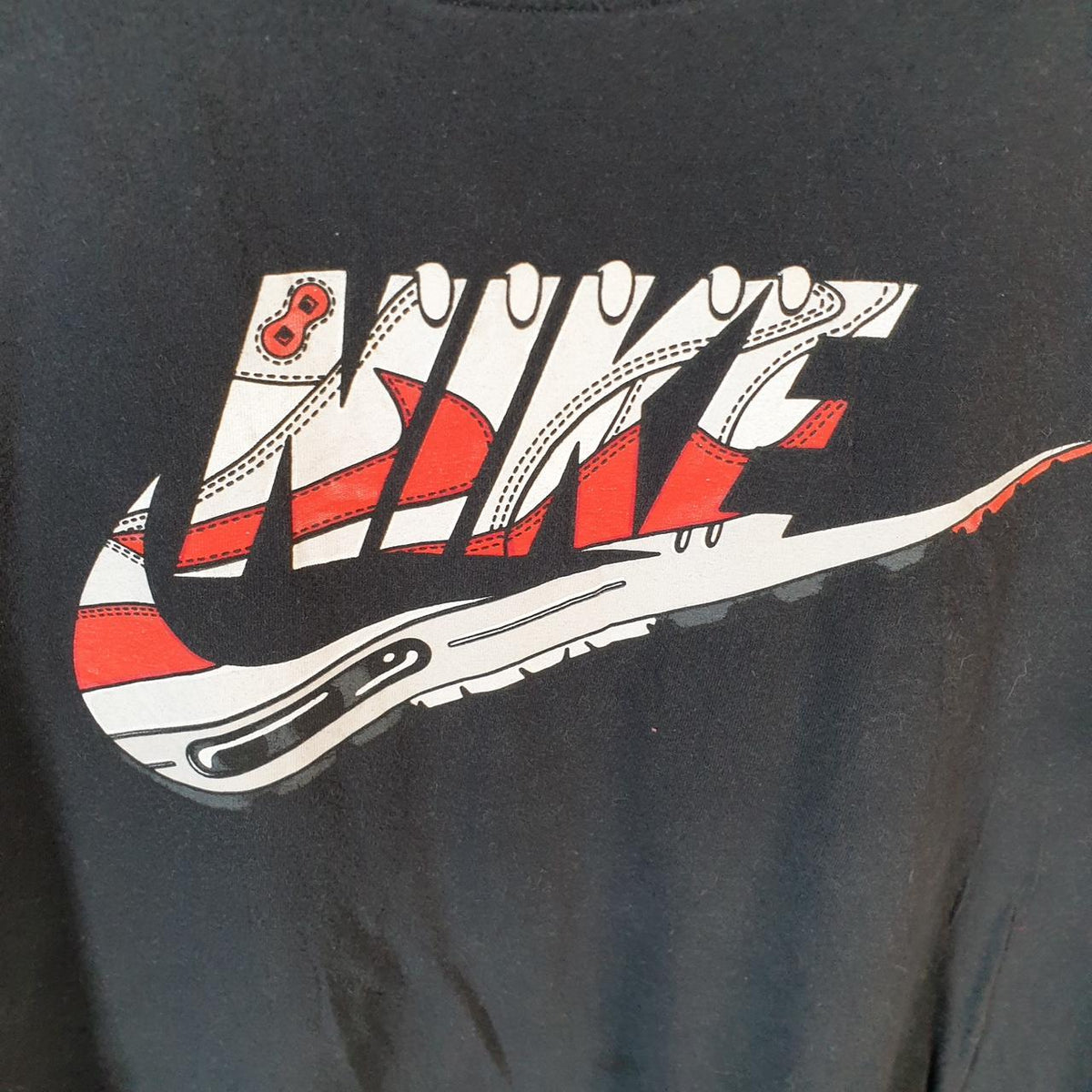 Vintage Nike Airmax Trainer T Shirt Men’s Medium Black Logo Swoosh Athletic