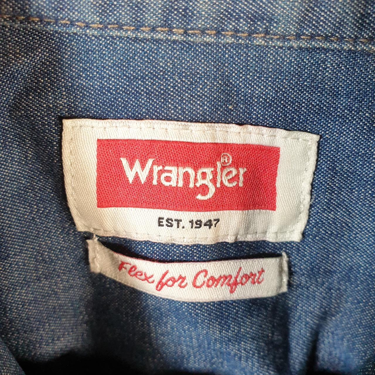 Vintage Wrangler Denim Jean Trucker Shirt Mens Medium Blue Button