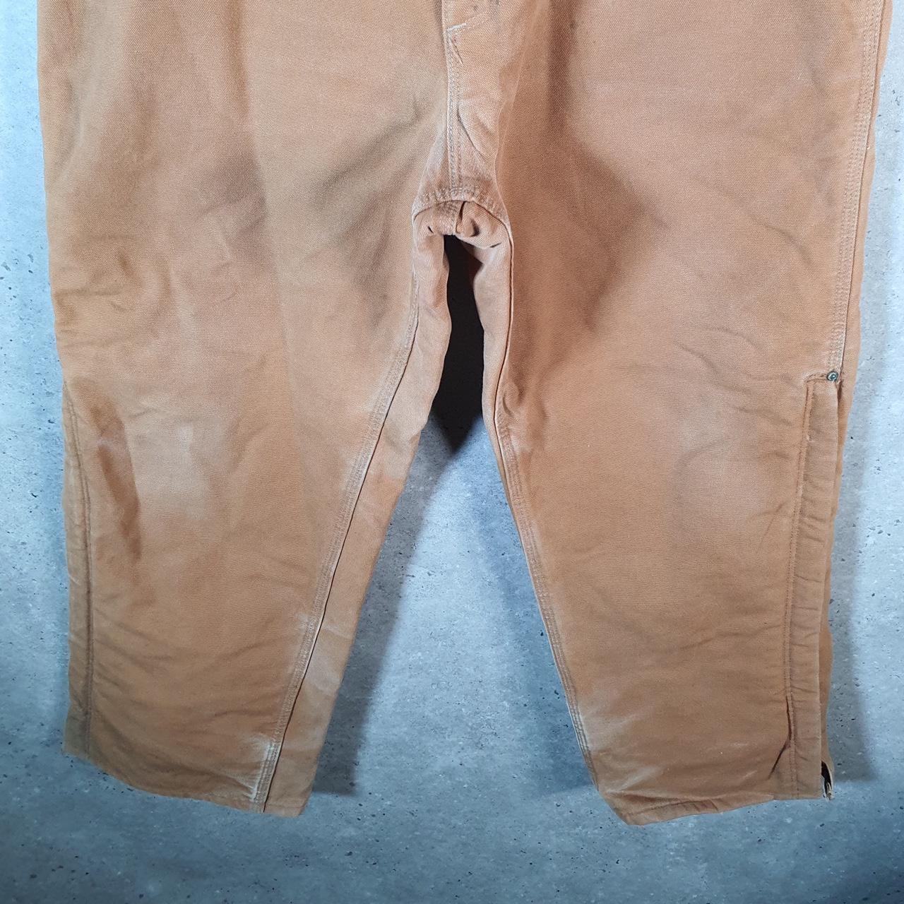 Vintage Carhartt Zipped Carpenter Trousers Mens W38 L30 Brown Dungaree Fit Workwear