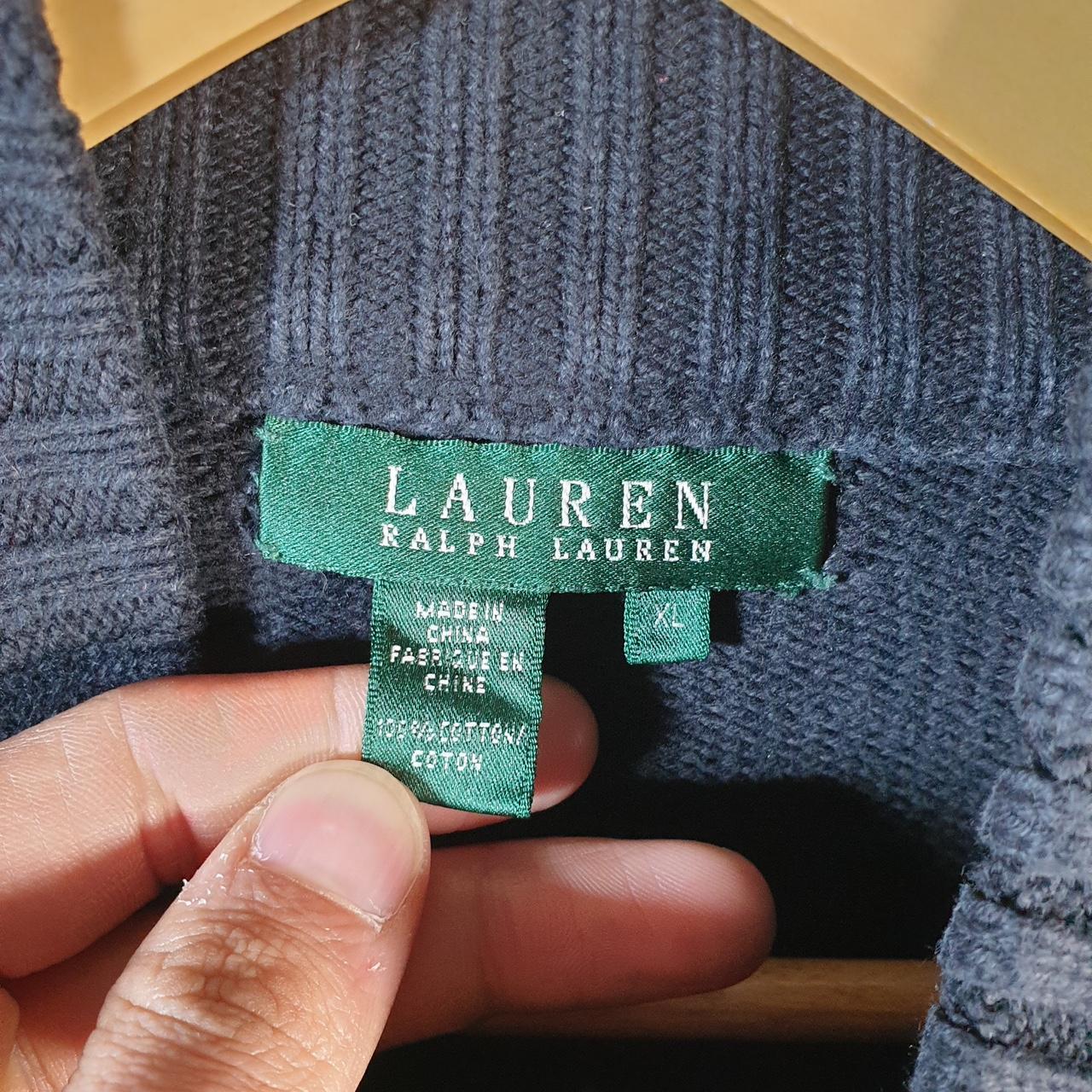 Vintage Ralph Lauren Polo Knit Sweater Womens XL Black Cotton Full Zip