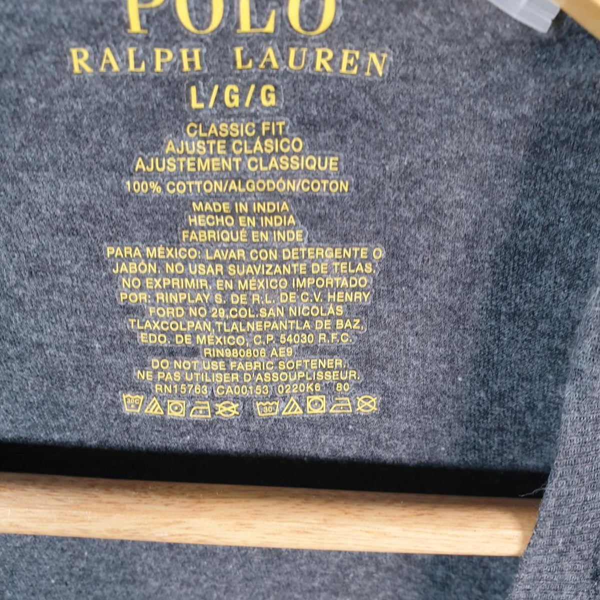 Vintage Ralph Lauren Polo T Shirt Men’s Large Grey Embroidered Classic Fit Pony C9029