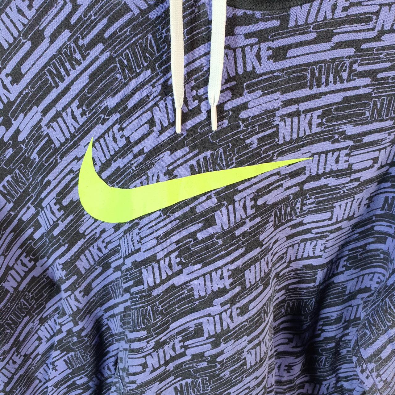 Vintage Nike Spellout All Over Print Hoodie Womens XL Purple Swoosh Y2K Pullover