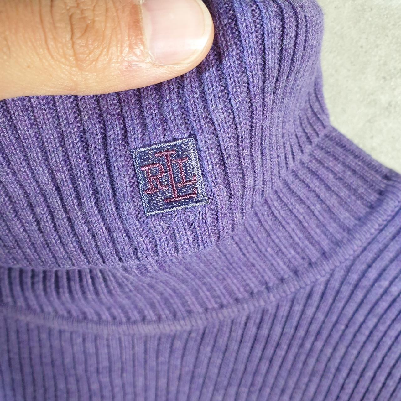 Vintage Ralph Lauren Polo Knit Sweater Womens Medium Purple Cotton Pullover