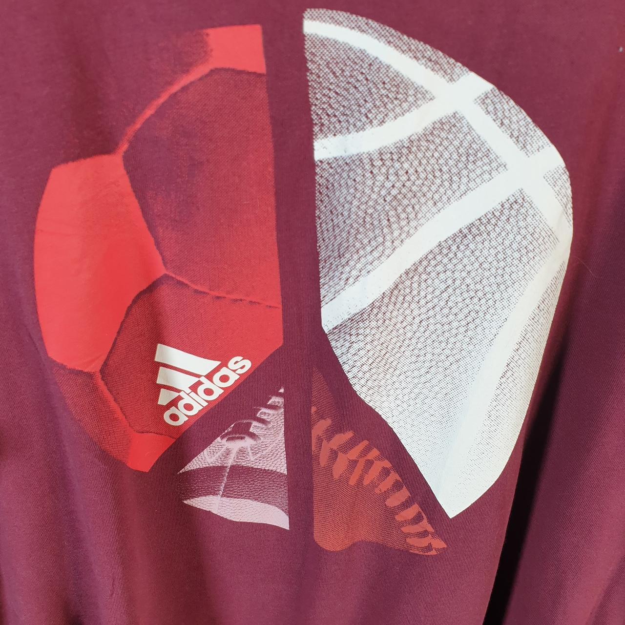 Vintage Adidas Soccer T Shirt Men’s Large Burgundy Red Three Stripes Logo Athletic