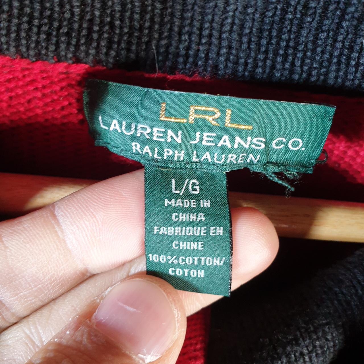 Vintage Ralph Lauren Polo Cable Knit Sweater Womens Large Red Cotton 1/4 Zip