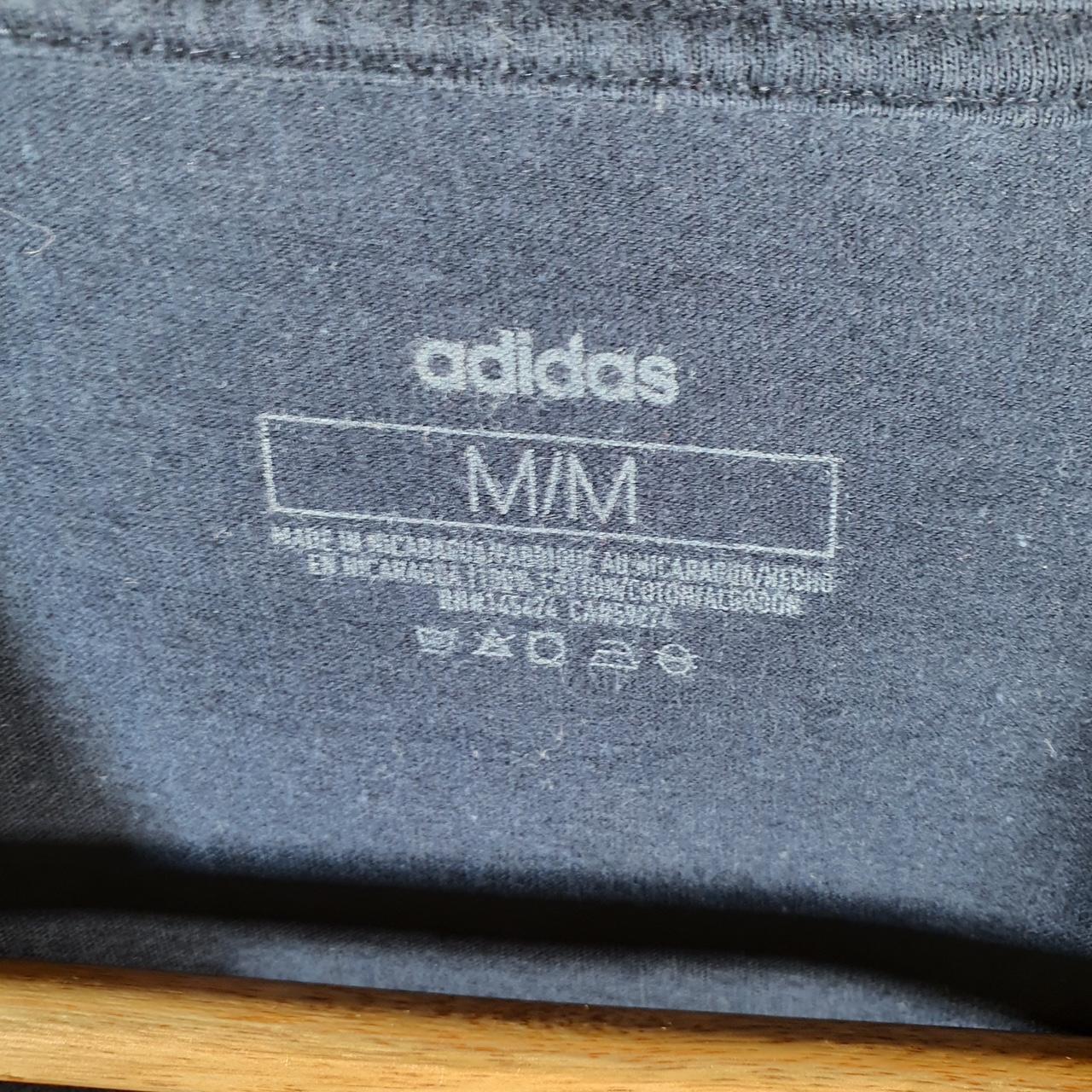 Vintage Adidas Spellout T Shirt Shirt Men’s Medium Navy Blue Three Stripes Logo Athletic C9736