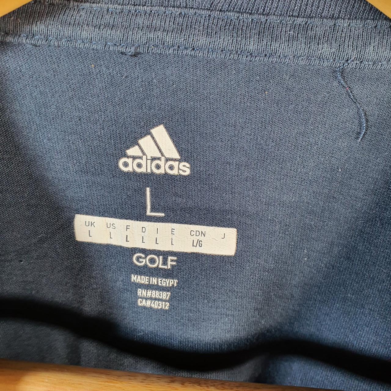 Vintage Adidas Golf Spellout T Shirt Shirt Men’s Large Blue Three Stripes Logo Athletic C9819