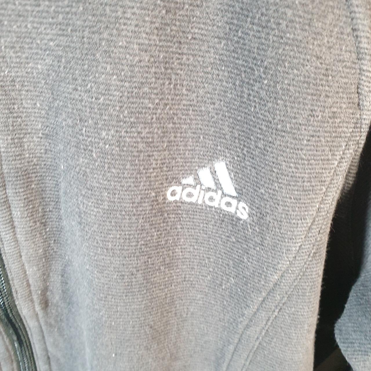 Vintage Adidas Sweatshirt Womens Medium Black Spellout Logo Full Zip