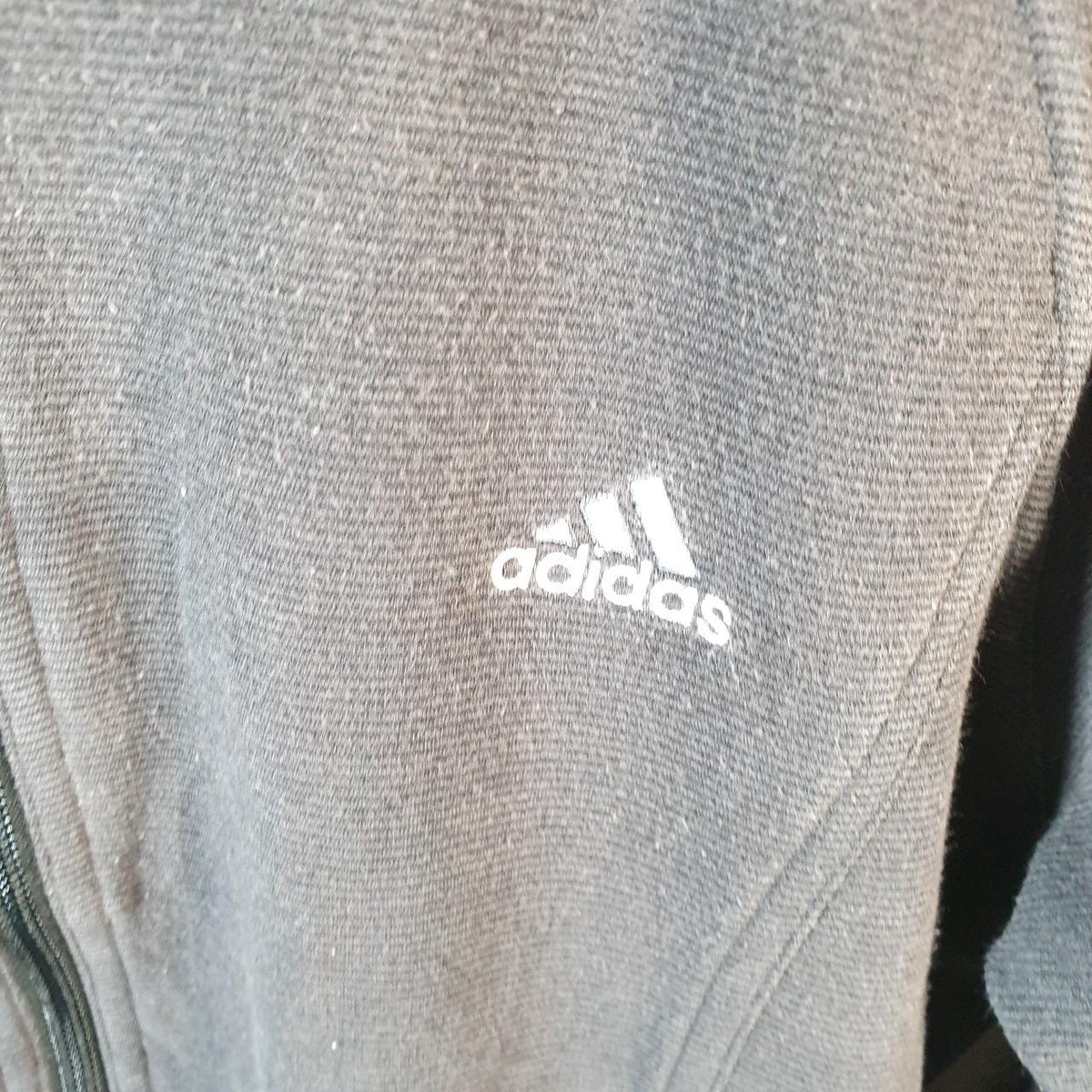 Vintage Adidas Sweatshirt Womens Medium Black Spellout Logo Full Zip