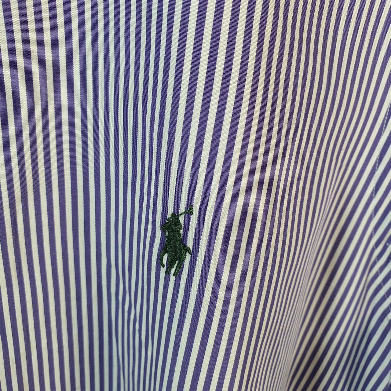 Vintage Ralph Lauren Button Down Shirt Men’s Large Purple Striped Classic Fit Cotton Pony Big Fish Vintage