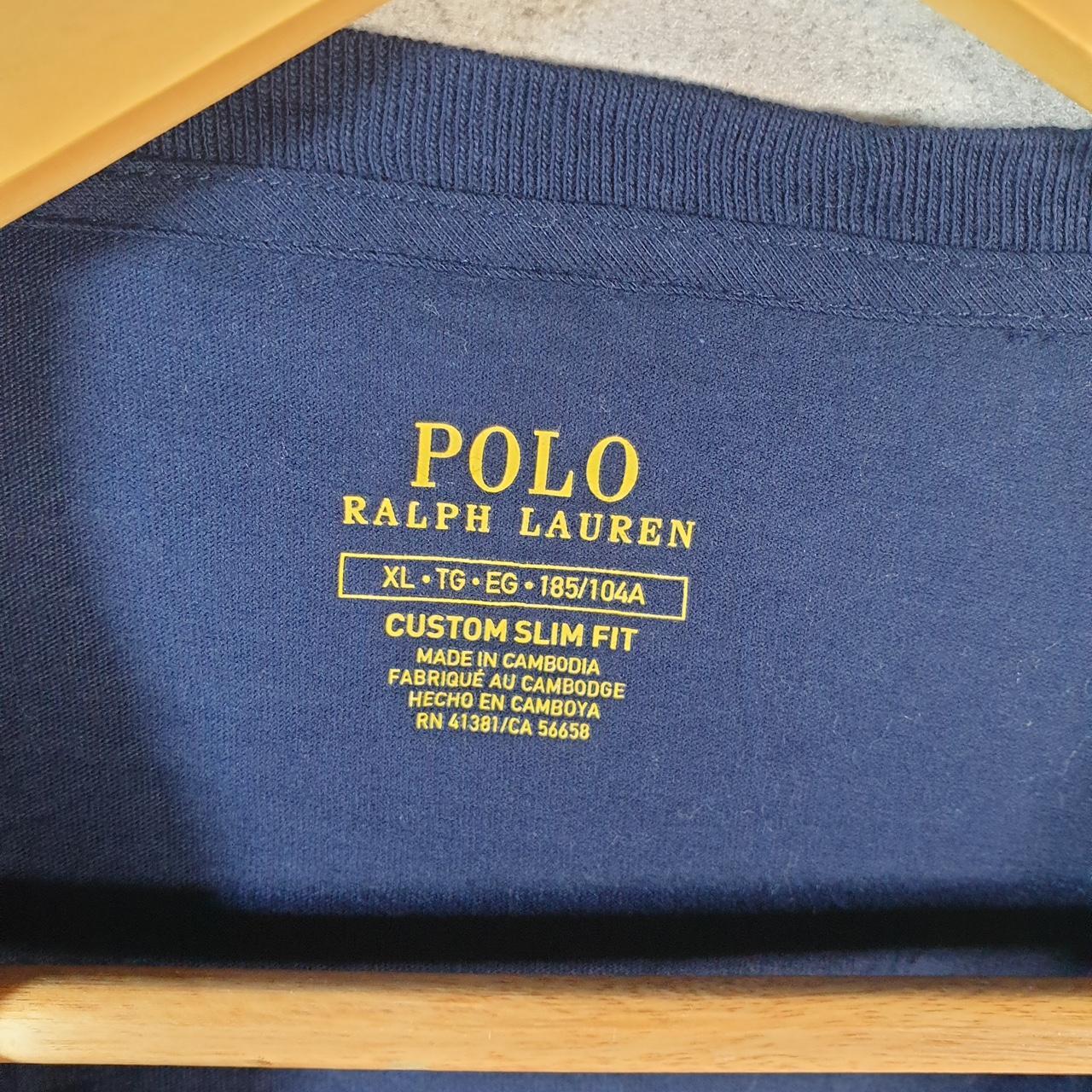 Vintage Ralph Lauren Polo T Shirt Men’s XL Blue Embroidered Pony Custom Slim Fit C9032