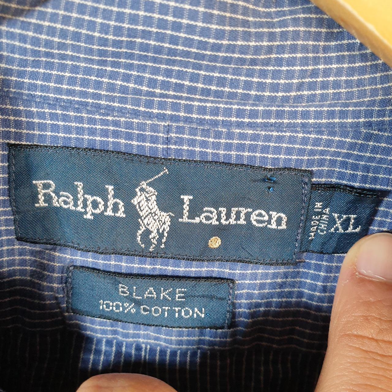 Vintage Ralph Lauren Button Down Shirt Men’s XL Blue Checkered Blake Fit Cotton Pony Big Fish Vintage
