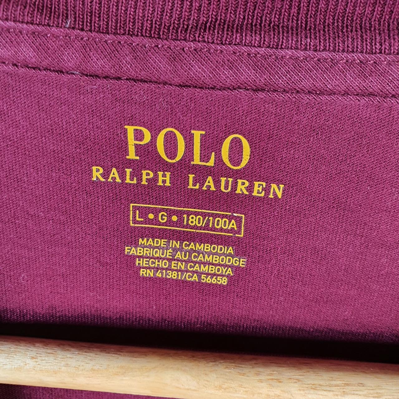 Vintage Ralph Lauren Polo Sport T Shirt Men’s Large Burgundy Red Custom Fit Embroidered Pony C8691