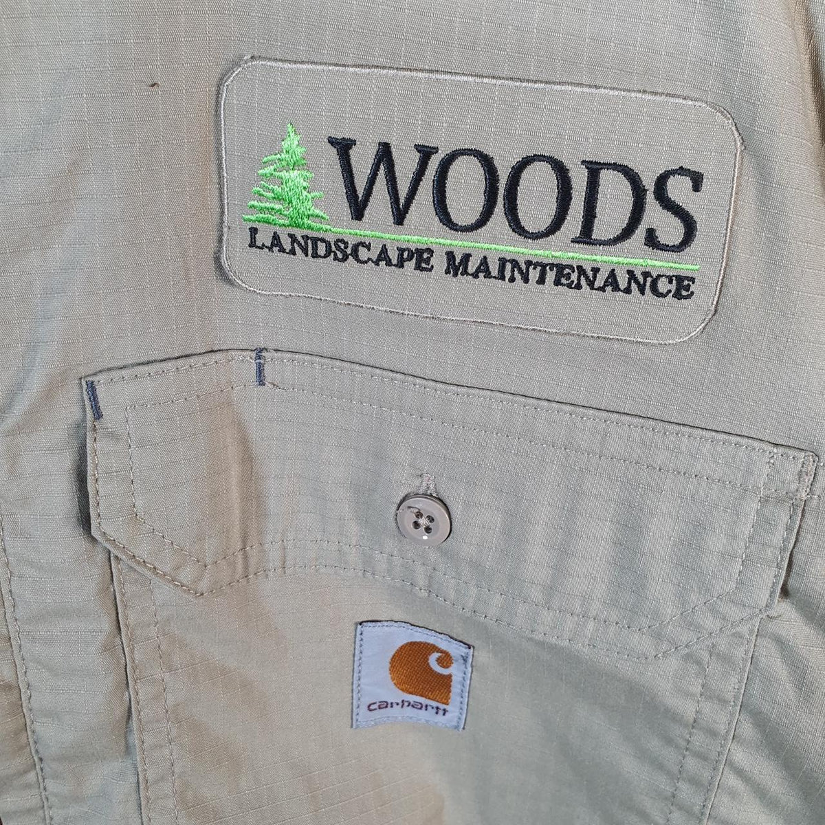 Vintage Carhartt Shirt Button Down Mens XL Brown Short Sleeve Chore Utility Relaxed - Big Fish Vintage
