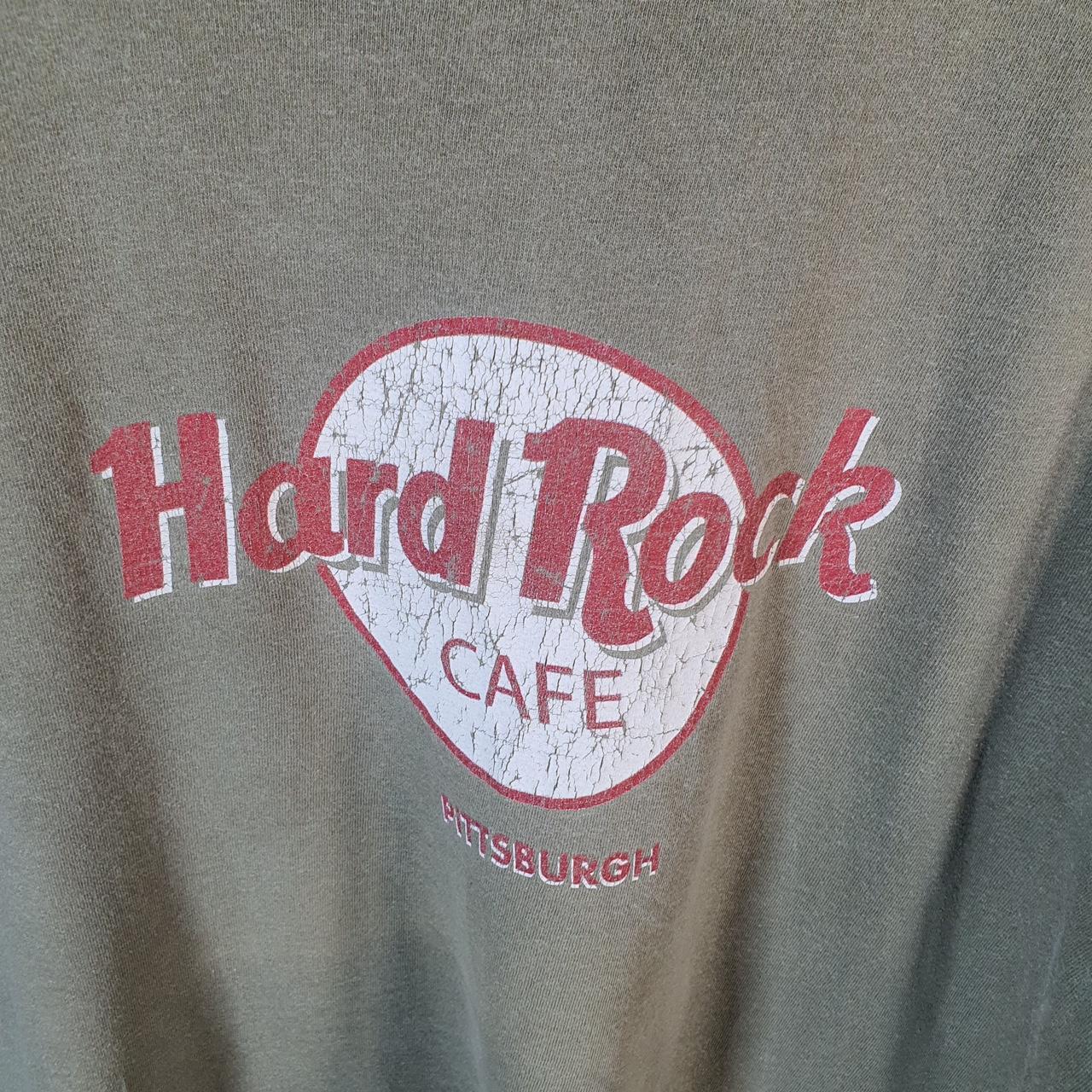 Vintage Hard Rock Cafe Pittsburgh 90s USA Spellout T Shirt Men’s Large Khaki Green