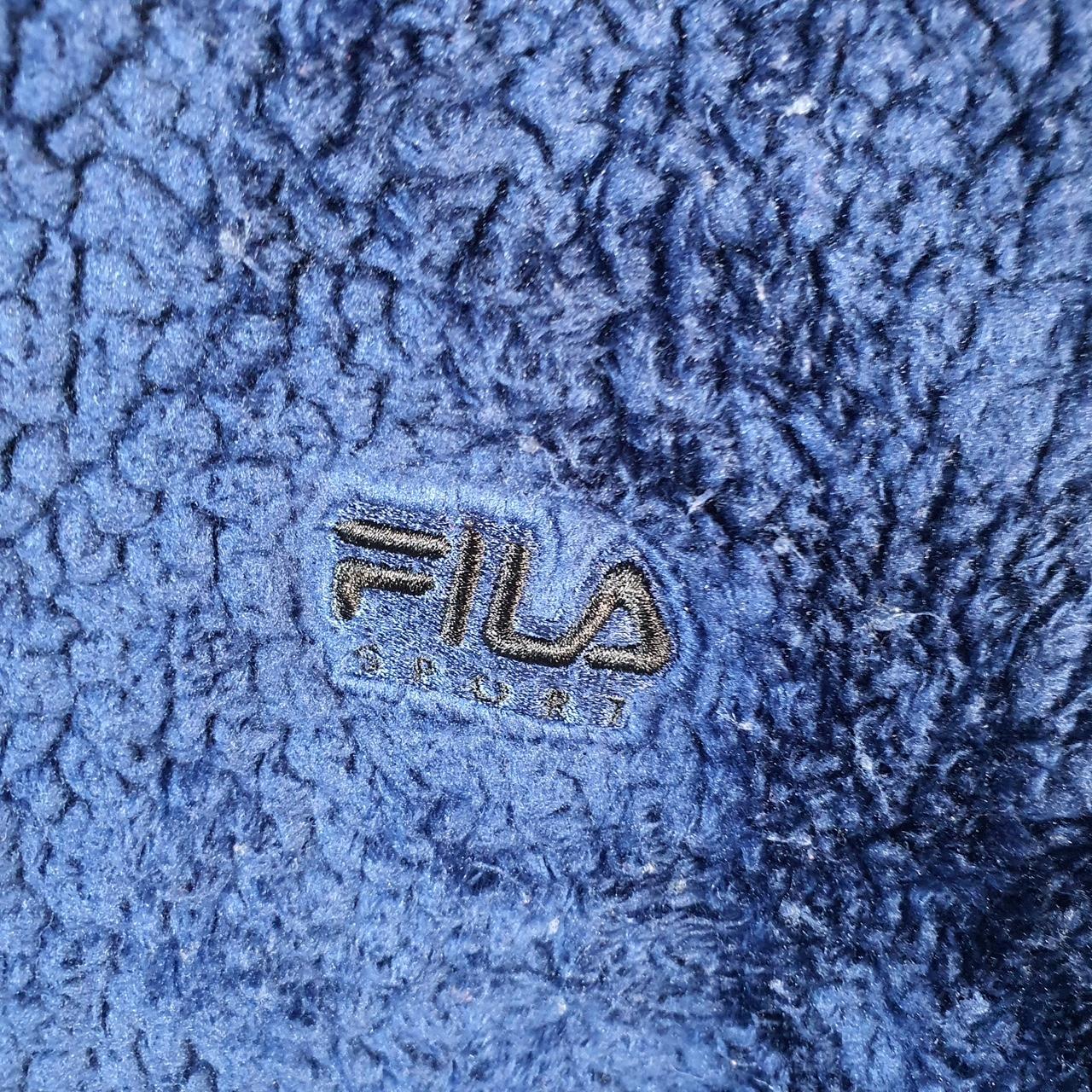 Vintage Fila Full Zip Fleece Sweatshirt Womens Large Blue Teddy Logo