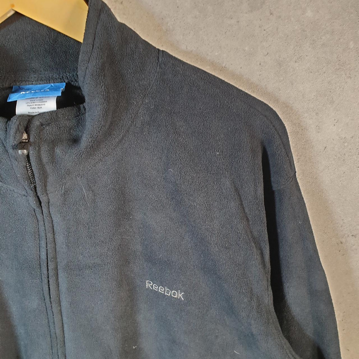 Vintage Reebok Full Zip Fleece Sweatshirt Mens 2XL Black Logo Winter