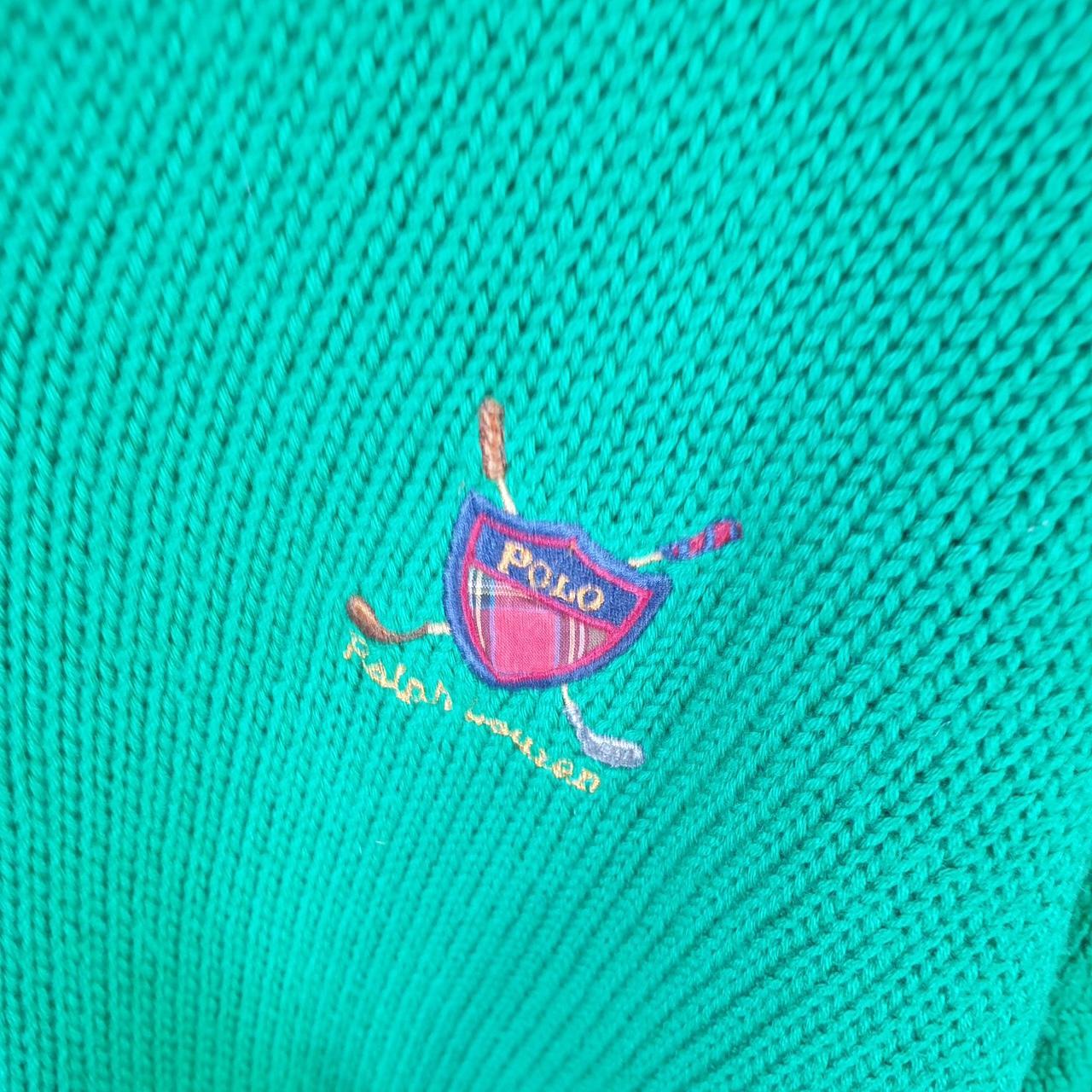 Vintage Ralph Lauren Polo Knit Sweatshirt Men’s Large Green Cotton Pullover Pony