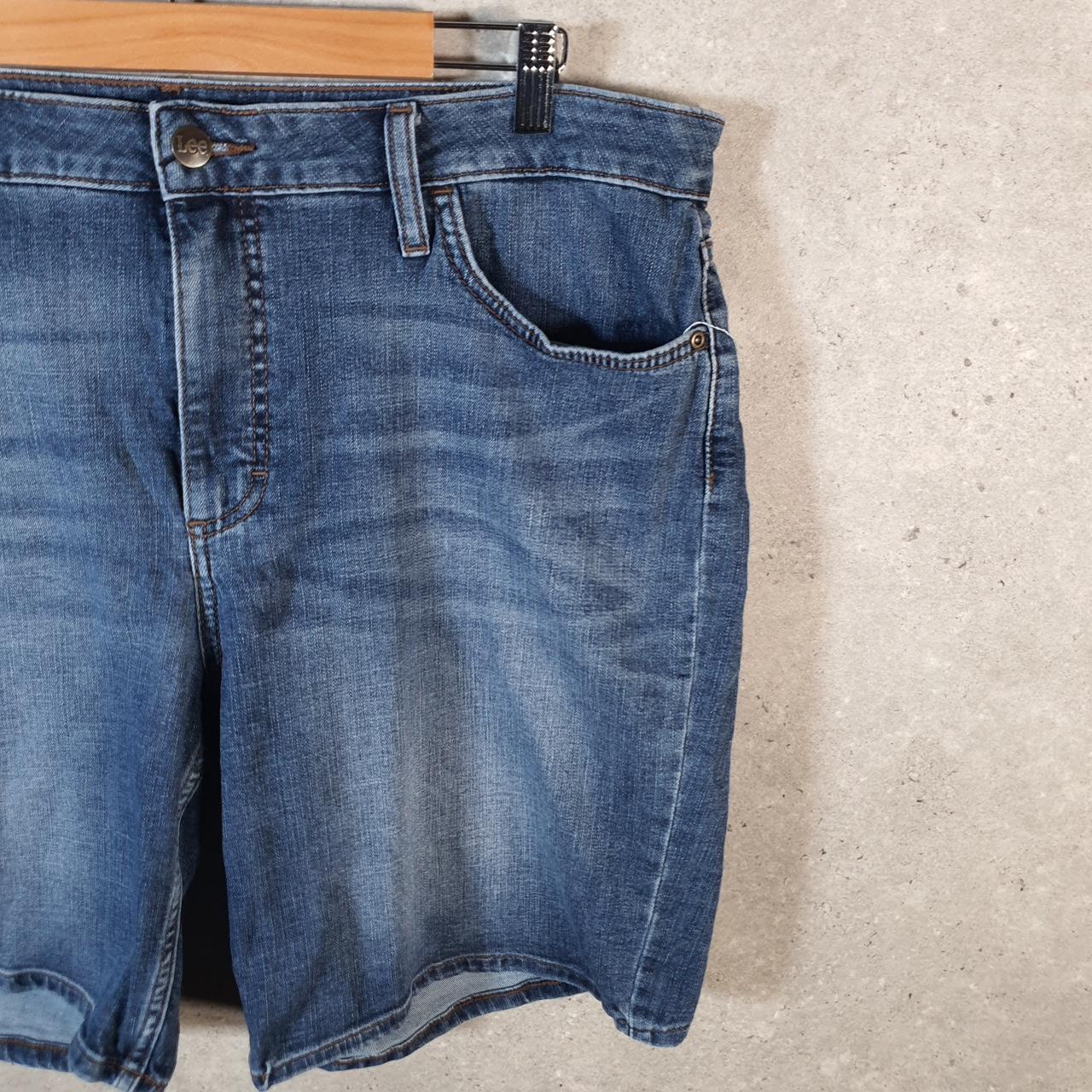 Vintage Lee Baggy Shorts Jorts Cargo Womens W38 Blue Denim Relaxed Cargo