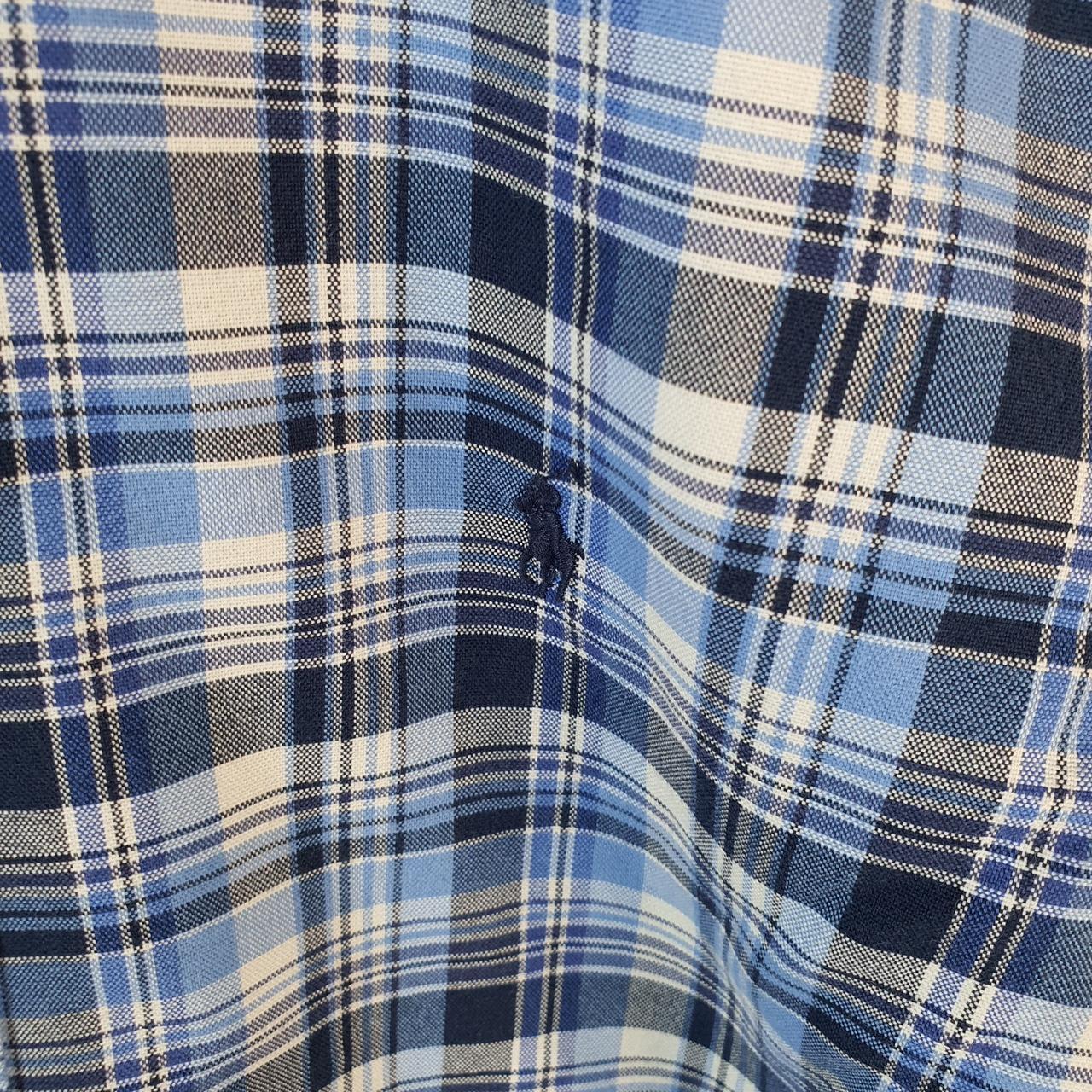 Vintage Ralph Lauren Button Down Shirt Men’s Small Blue Checkered Classic Fit Cotton Pony Big Fish Vintage