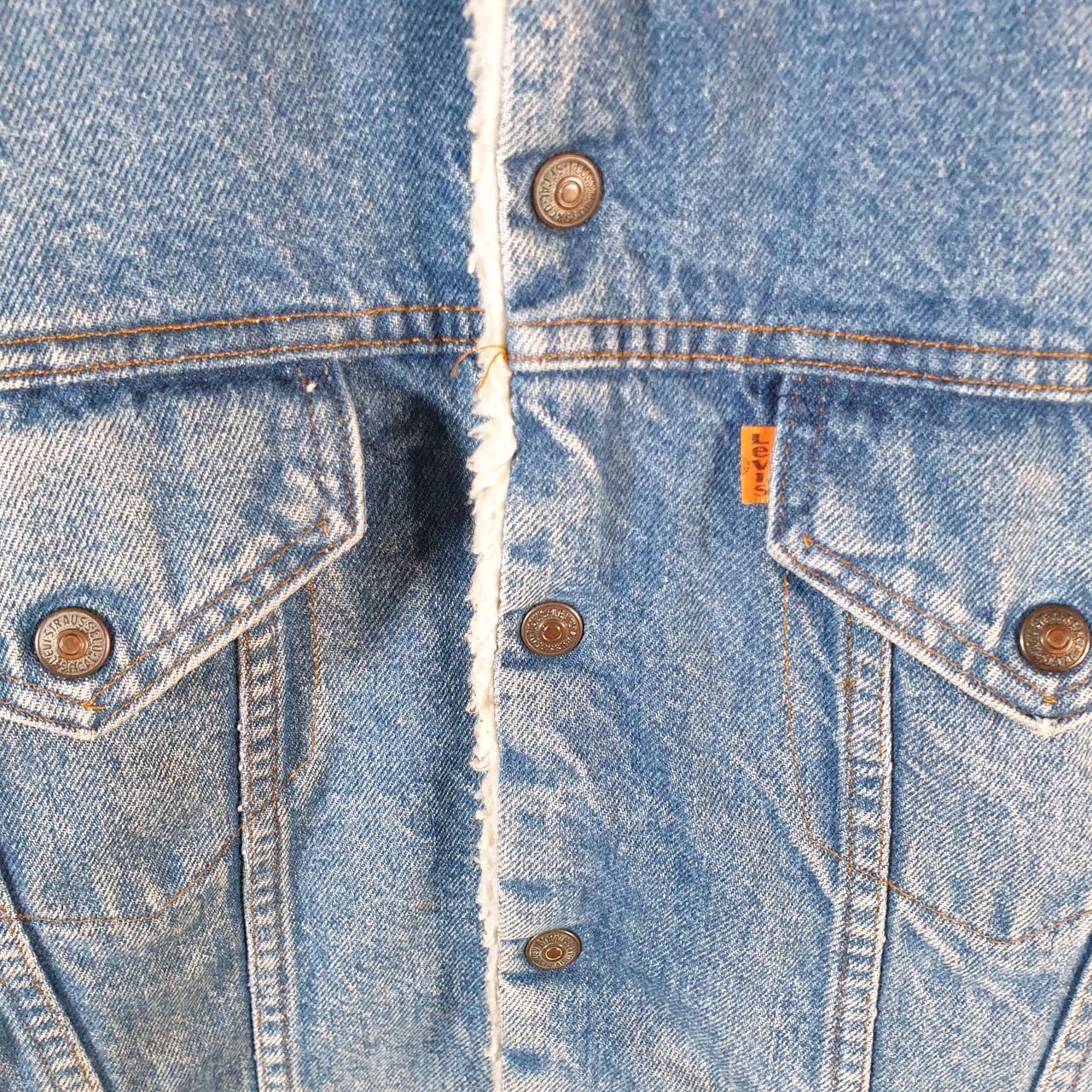 Vintage Levis Denim Jean Trucker Sherpa Jacket Mens Small Blue Sherling USA