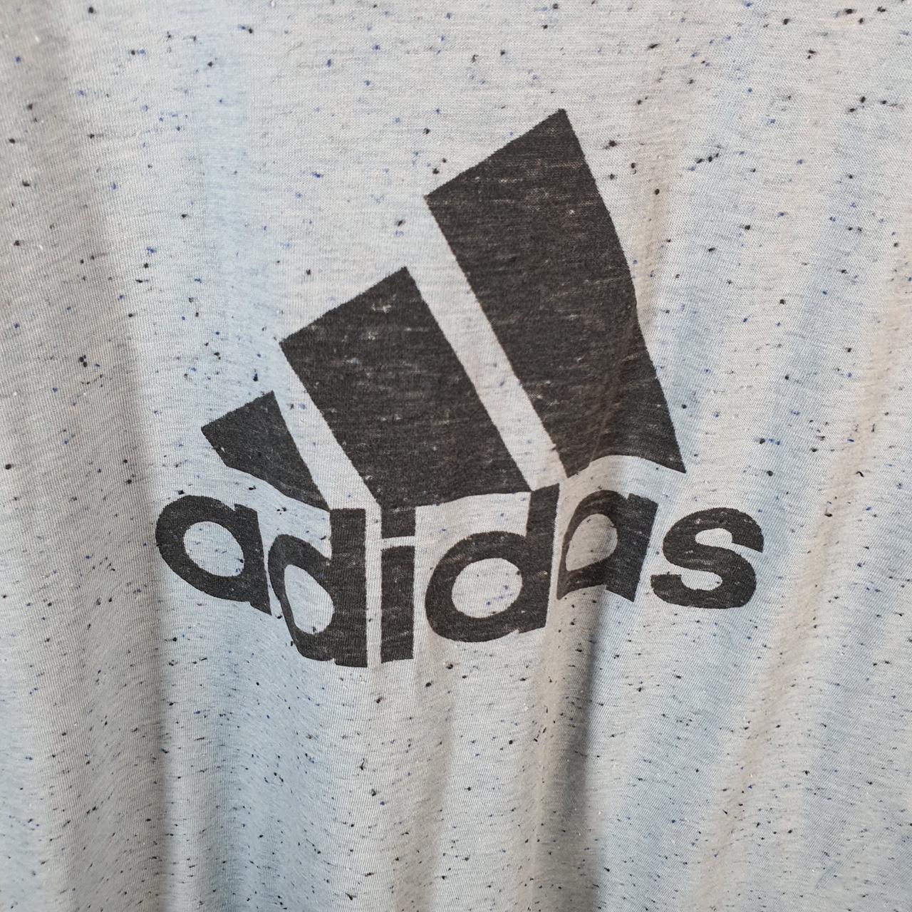 Vintage Adidas Spellout Graphic T Shirt Men’s Small Blue Three Stripes Logo