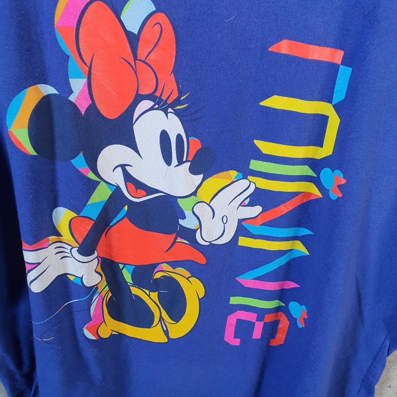 Vintage Disney Land Minnie Mouse T Shirt Womens 2XL Blue Spellout Graphic