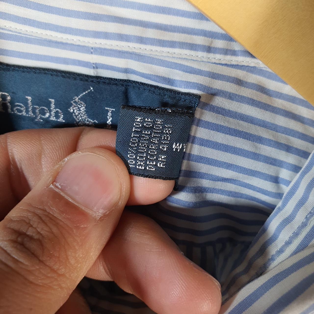 Vintage Ralph Lauren Button Down Shirt Men’s Large Blue Striped Custom Fit
