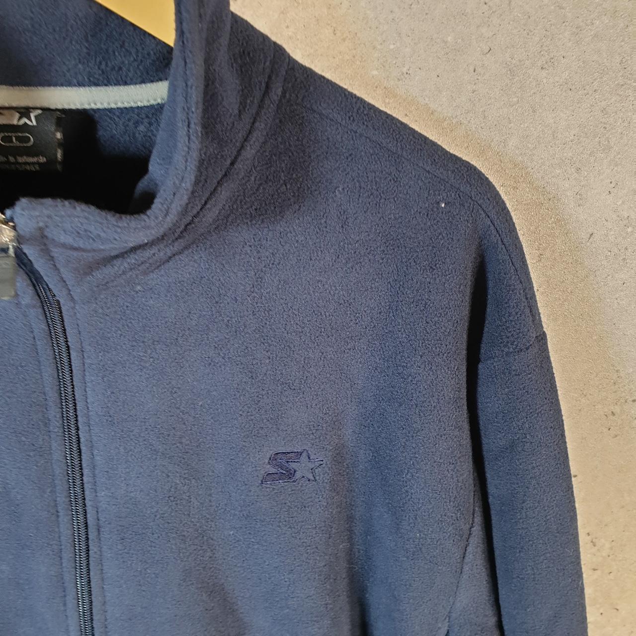 Vintage Starter Fleece Sweatshirt Jacket Mens Large Navy Blue Full Zip Embroidered Logo