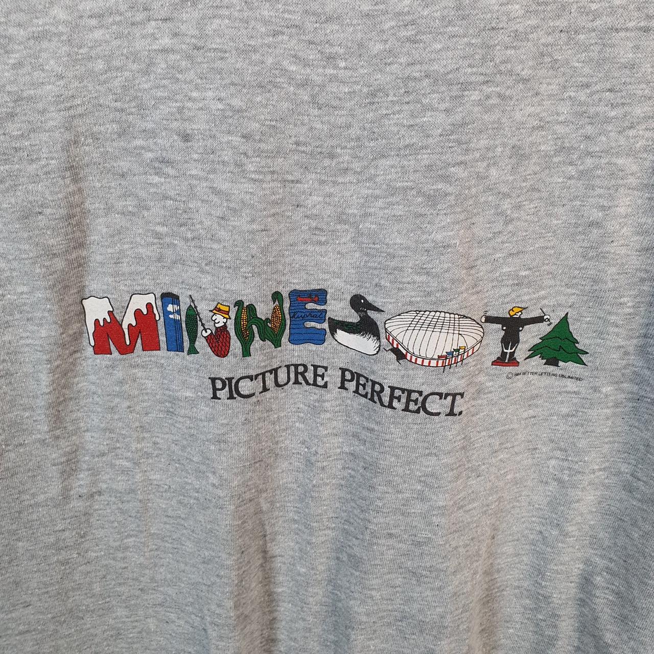 Vintage Hanes Minnesota Picture Perfect 1984 USA Single Stitch T Shirt Men’s Small Grey