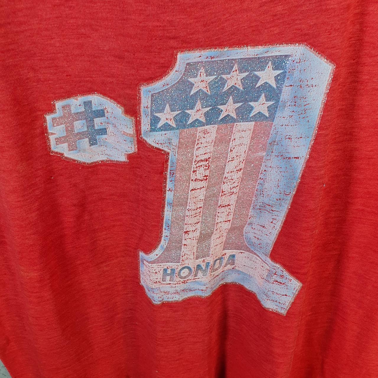 Vintage American Flag Honda 90s USA Single Stitch T Shirt Men’s Small Red