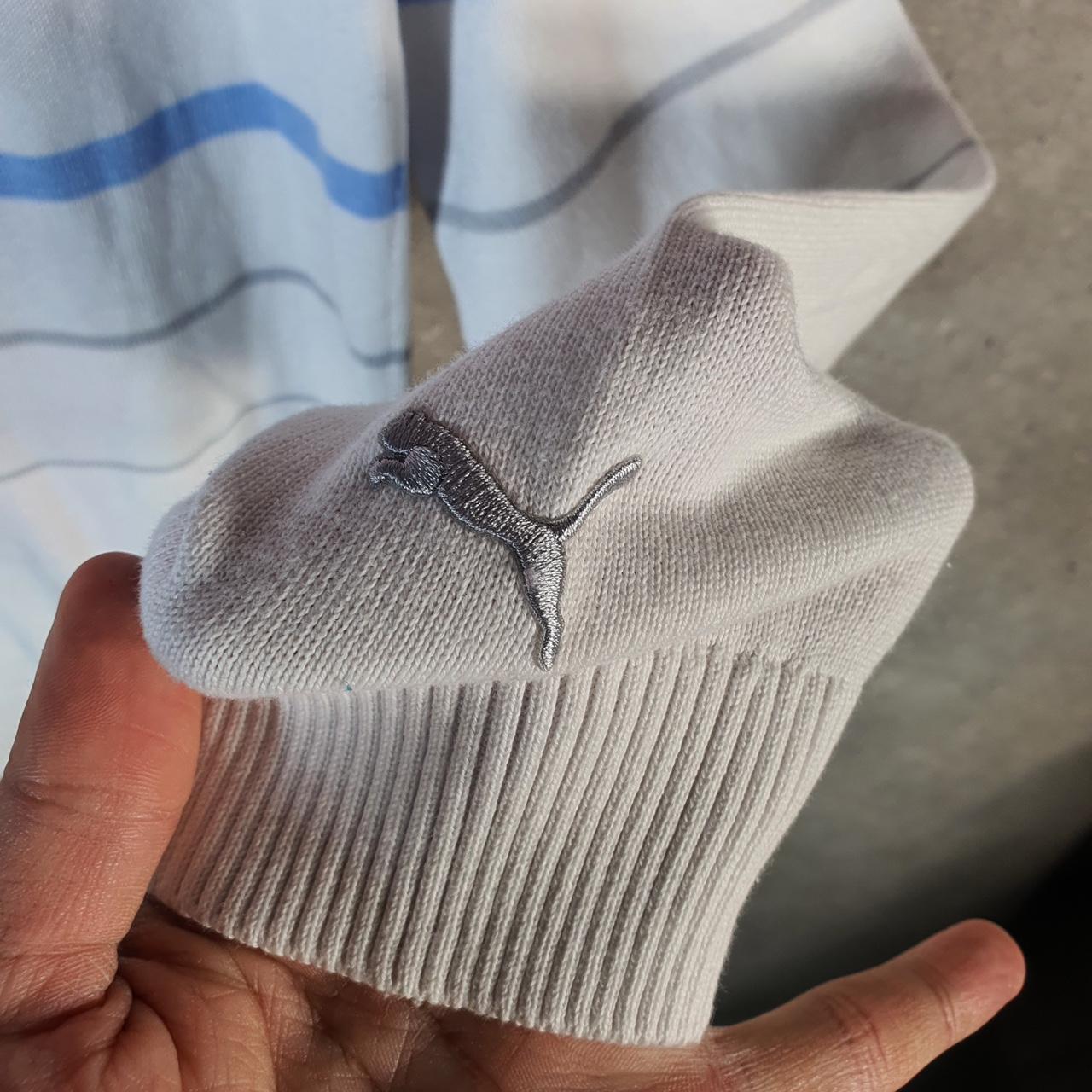 Vintage Puma Knit Sweater Womens Small White Striped Y2K Pullover