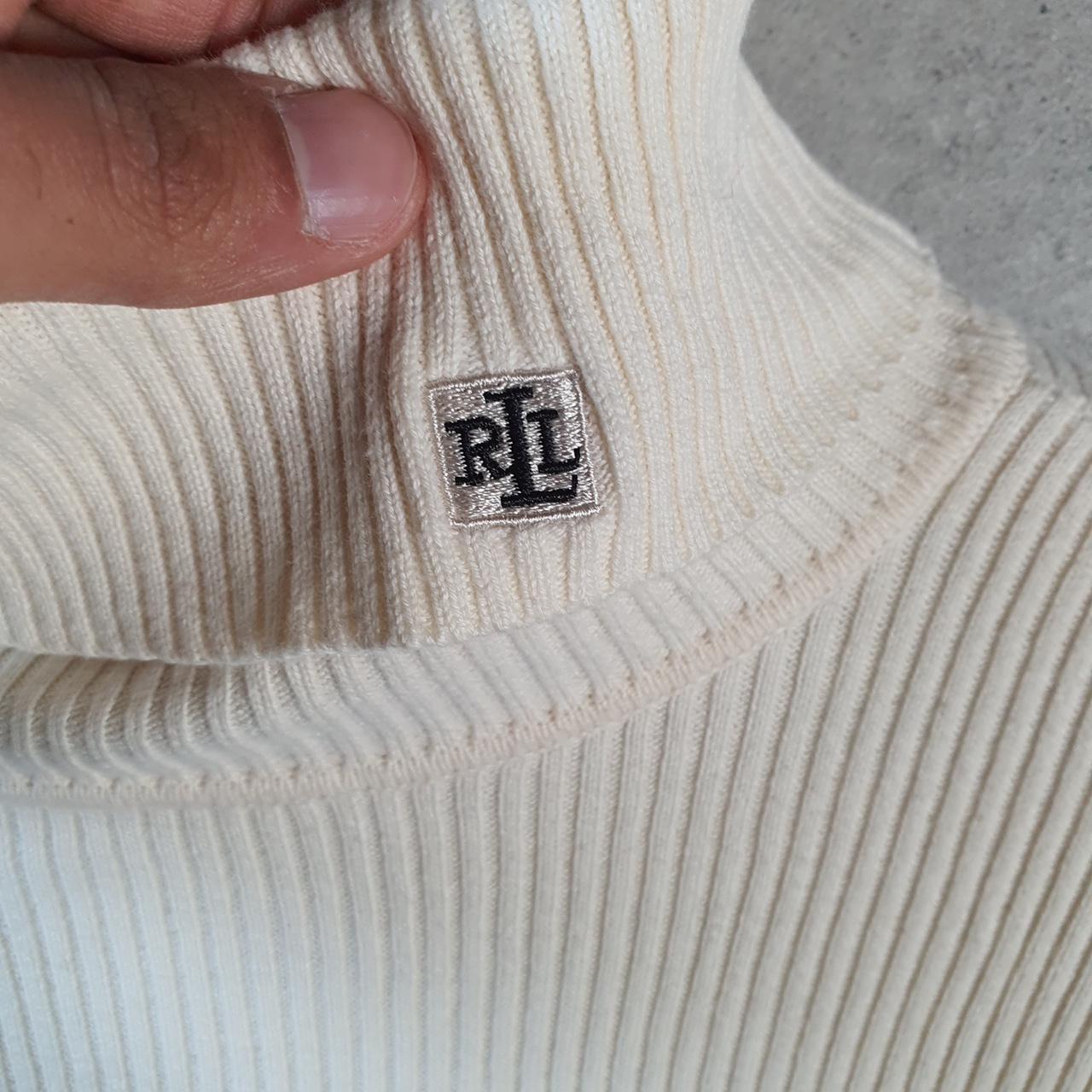 Vintage Ralph Lauren Polo Knit Sweater Womens XL Beige Striped Cotton Pullover