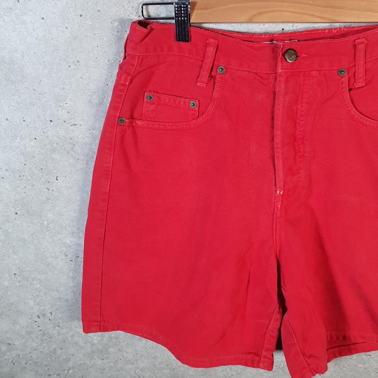 Vintage Guess Baggy Shorts Jorts Cargo Womens W30 Red Relaxed Denim