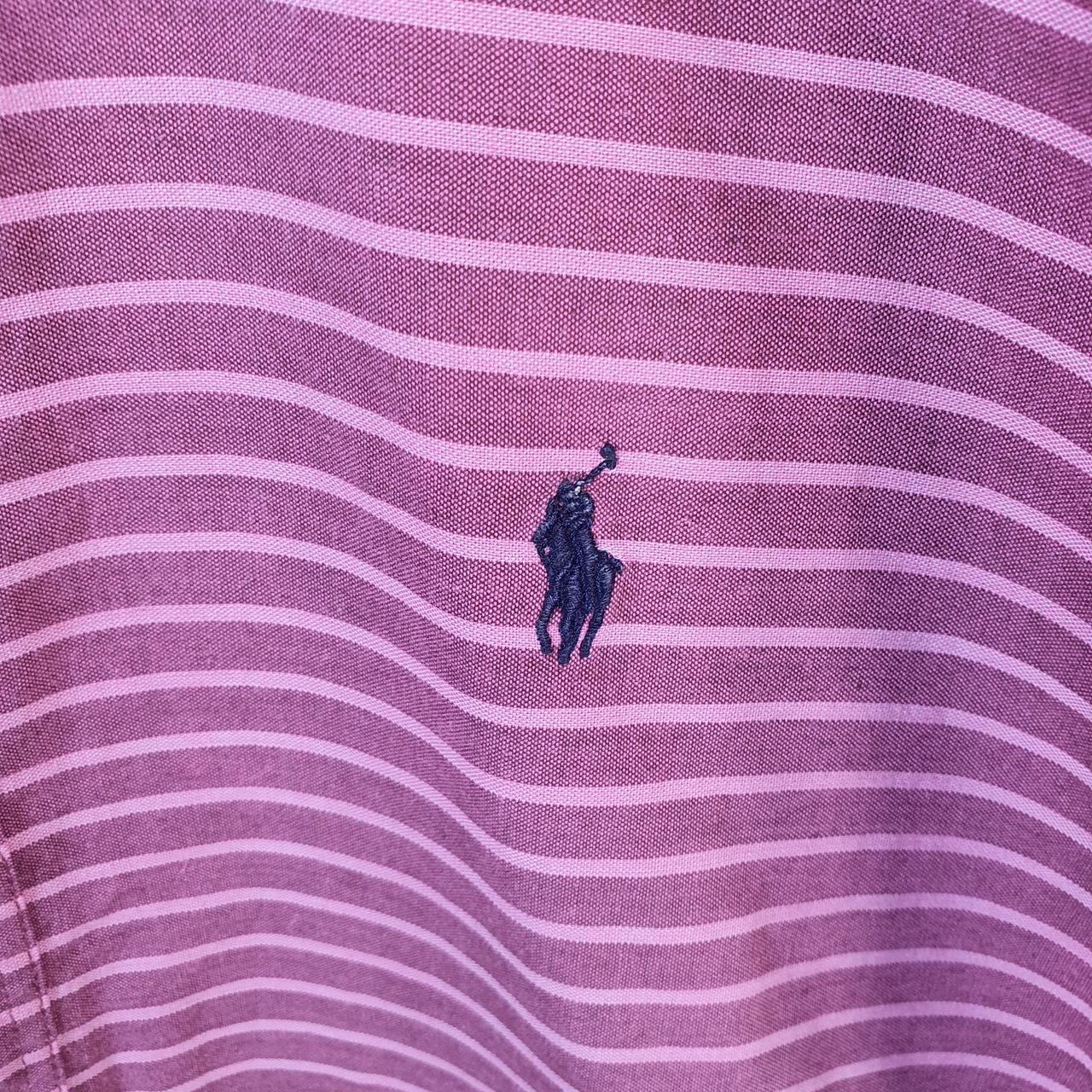 Vintage Ralph Lauren Button Down Shirt Men’s Large Pink Striped Slim Fit Cotton Pony