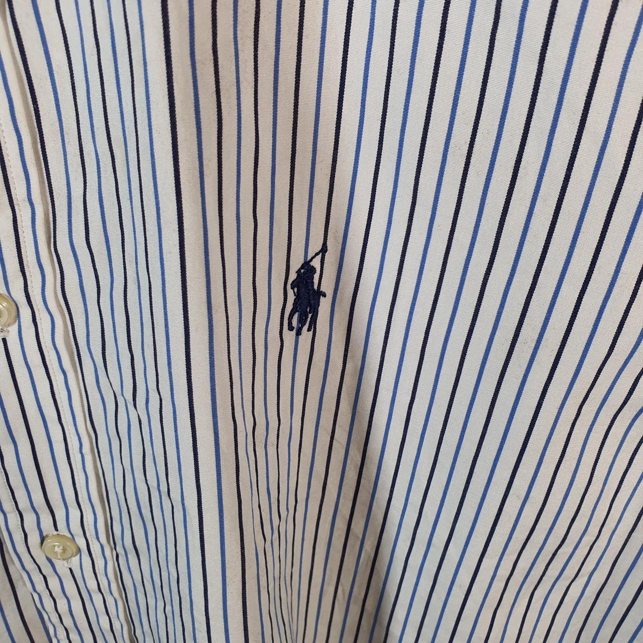 Vintage Ralph Lauren Button Down Shirt Men’s Large White Striped Classic Fit Cotton Pony