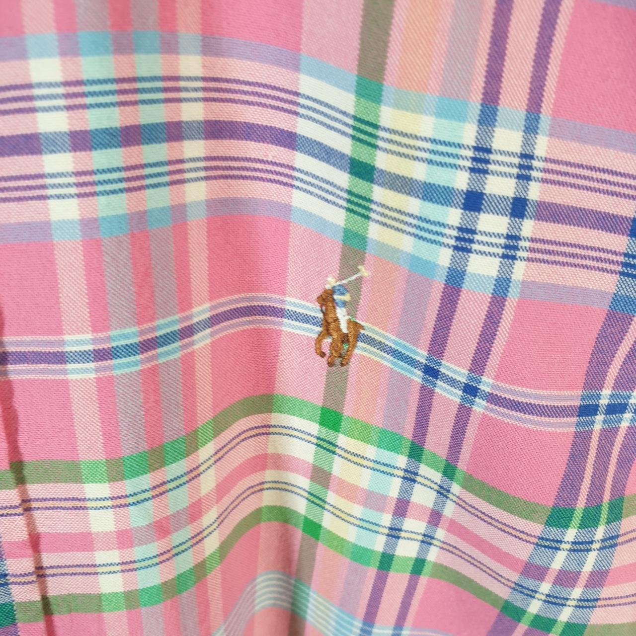 Vintage Ralph Lauren Button Down Shirt Men’s Small Pink Classic Fit Checkered Pony