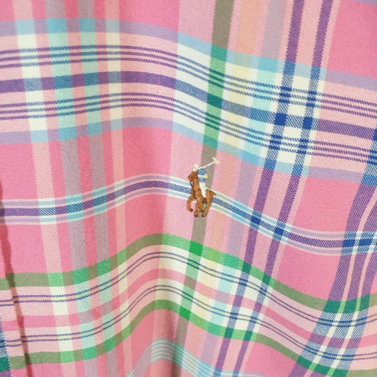 Vintage Ralph Lauren Button Down Shirt Men’s Small Pink Classic Fit Checkered Pony