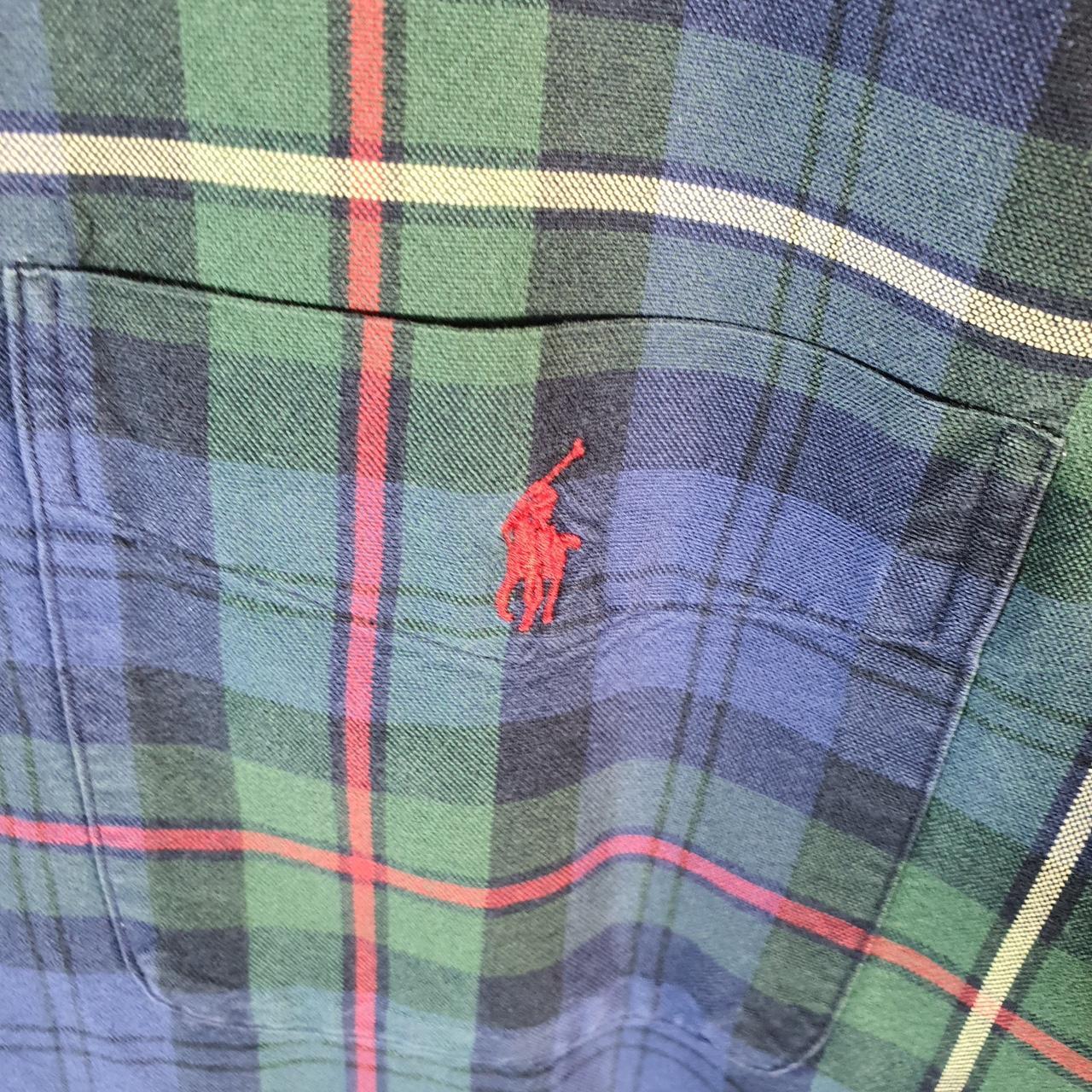 Vintage Ralph Lauren Button Down Shirt Mens Large Blue Checkered Cotton Pony