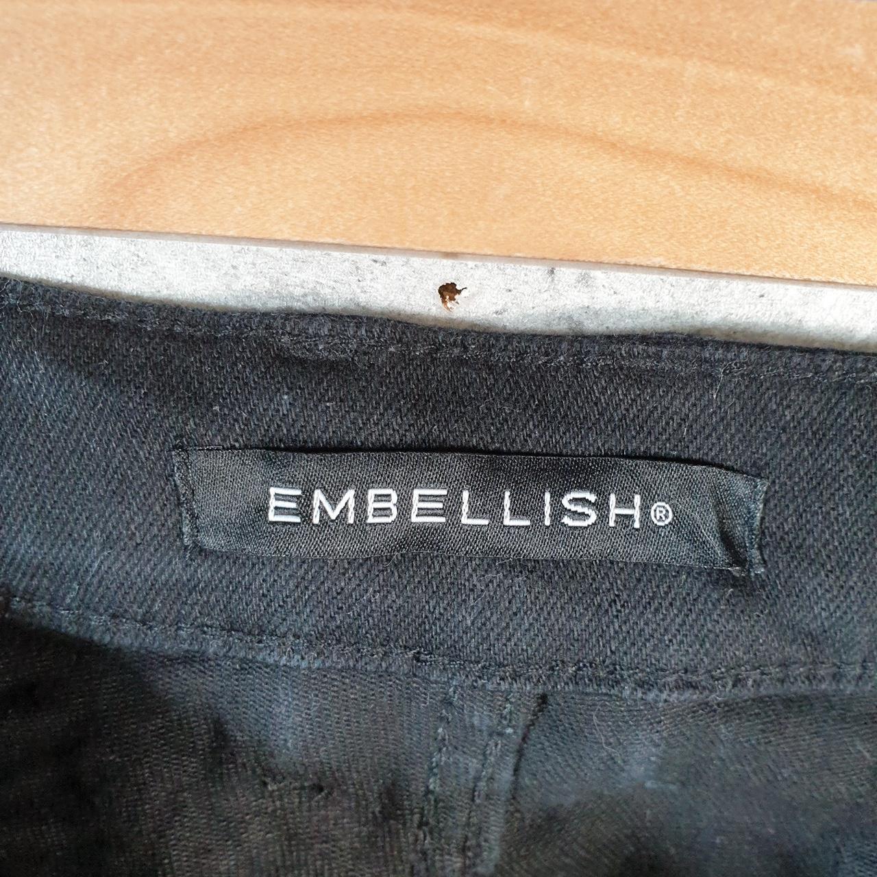 Vintage Embellish Y2K Hip Hop Jorts Shorts Mens W44 Black Denim USA