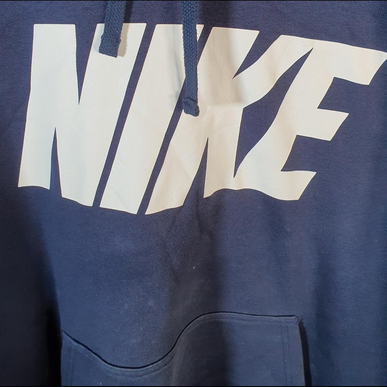 Vintage Nike Club Spellout Hoodie Men’s Large Navy Blue Swoosh Y2K Pullover